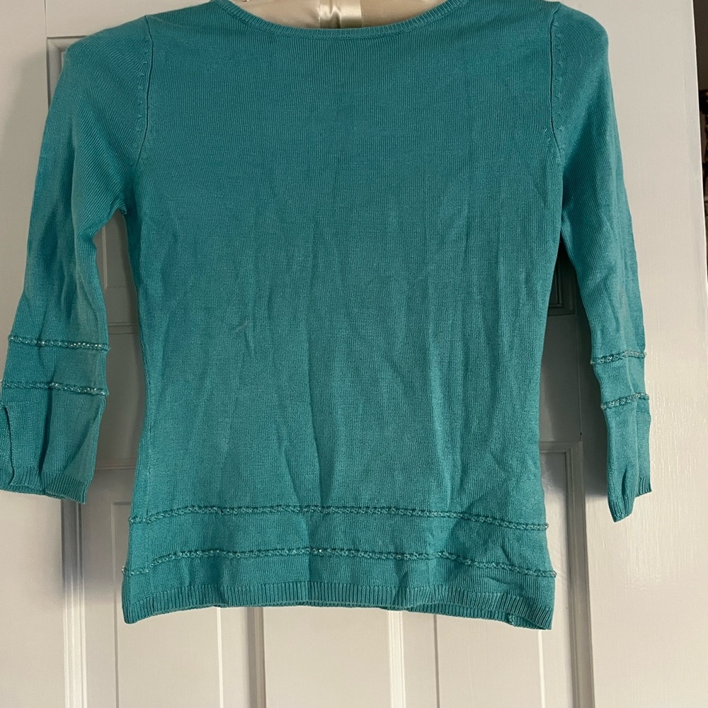 Nicole Miller Teal Crew Neck Sweater